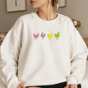 Chicken Embroidered Sweatshirt, Farm Animal Sweatshirt, Thanksgiving Embroidered T Shirt, Sweatshirt For Women Gift.