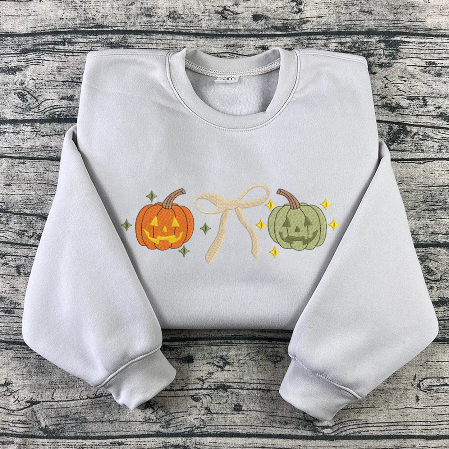 Pumpkin Bow Sweatshirt Embroidered, Halloween Sweatshirts, Fall Embroidered T Shirt, Sweatshirt For Her.