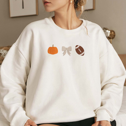 Vintage Pumpkin Bow Sweatshirt Embroidered, Halloween Sweatshirts, Fall Embroidered T Shirt, Sweatshirt For Her.