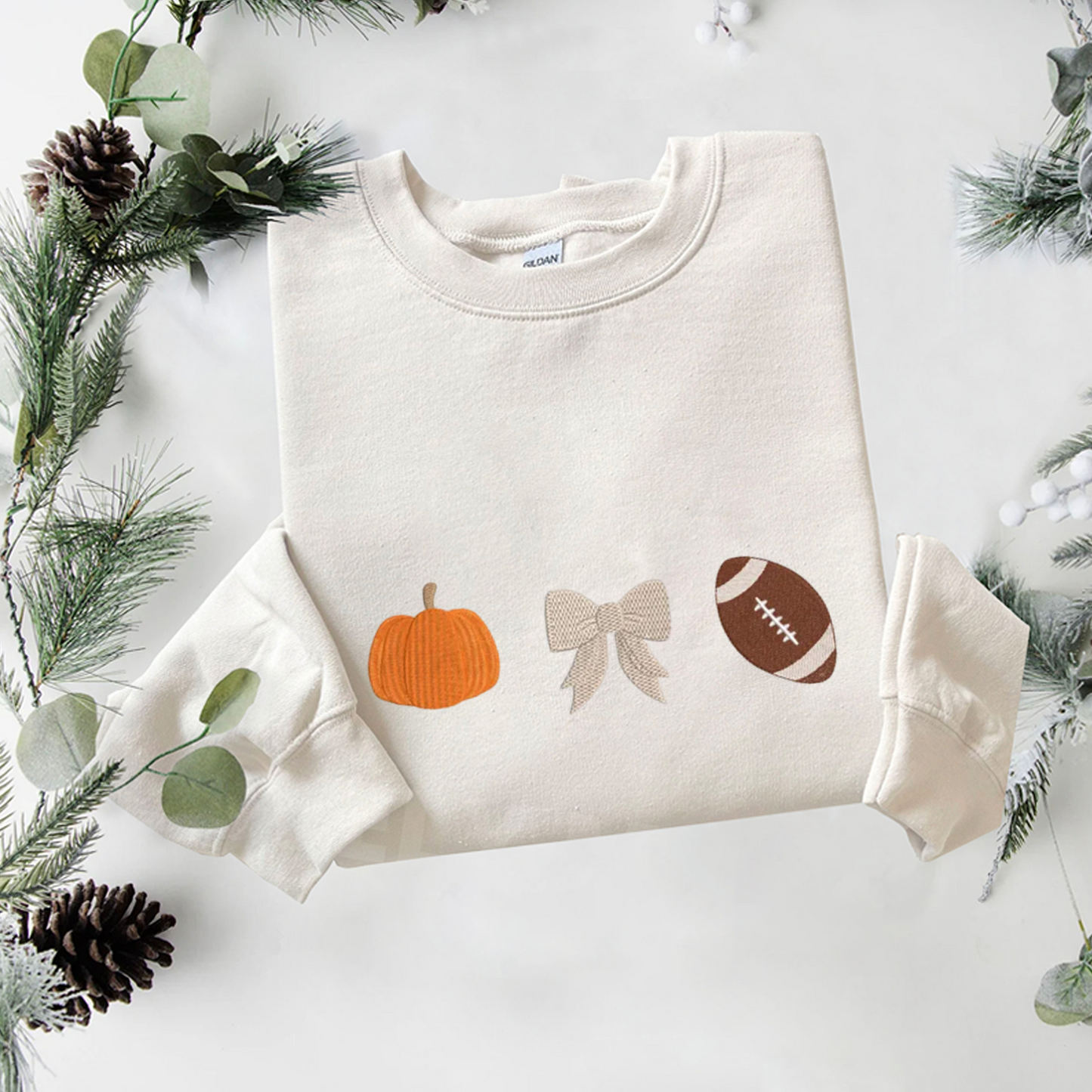 Vintage Pumpkin Bow Sweatshirt Embroidered, Halloween Sweatshirts, Fall Embroidered T Shirt, Sweatshirt For Her.