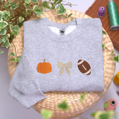 Vintage Pumpkin Bow Sweatshirt Embroidered, Halloween Sweatshirts, Fall Embroidered T Shirt, Sweatshirt For Her.