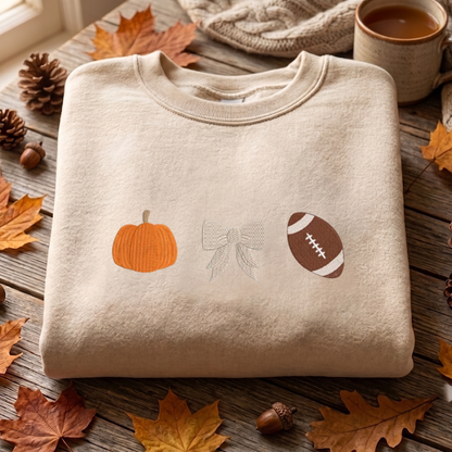 Vintage Pumpkin Bow Sweatshirt Embroidered, Halloween Sweatshirts, Fall Embroidered T Shirt, Sweatshirt For Her.