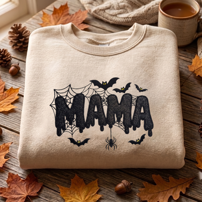 Mama Appliqeu Embroidered Sweatshirt, Bats Sweatshirt, Halloween Embroidered T Shirt, Sweatshirt For Halloween Gift.