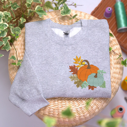Pumpkin Sweatshirt Embroidered, Halloween Sweatshirts, Fall Embroidered T Shirt, Sweatshirt For Her.