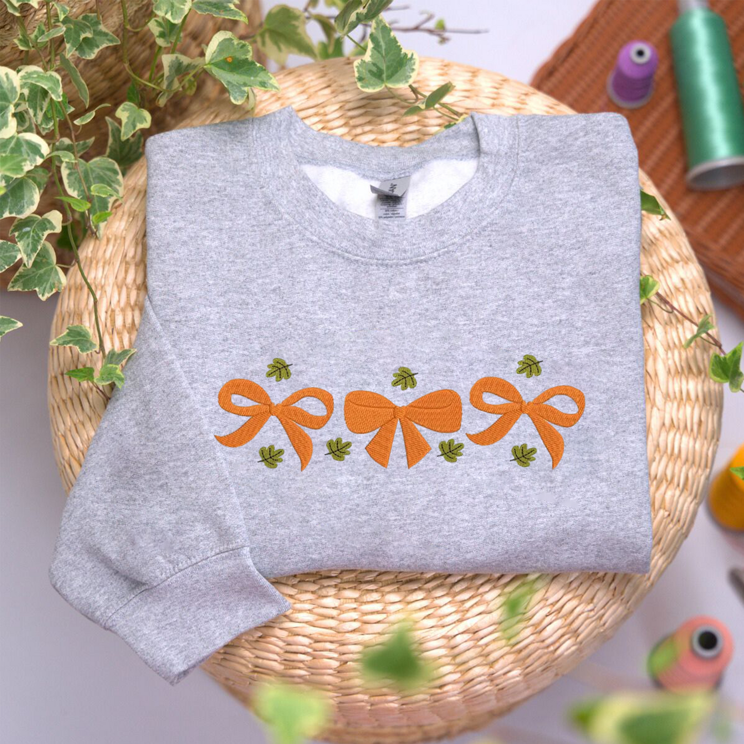 Bow Halloween Sweatshirt Embroidered, Halloween Sweatshirts, Bow T Shirt, Sweatshirt For Her.