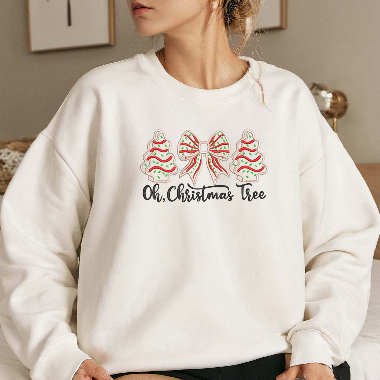 Oh, Christmas Tree! Sweatshirt Embroidered, Winter Sweatshirts, Xmas Embroidered T Shirt, Sweatshirt For Her.