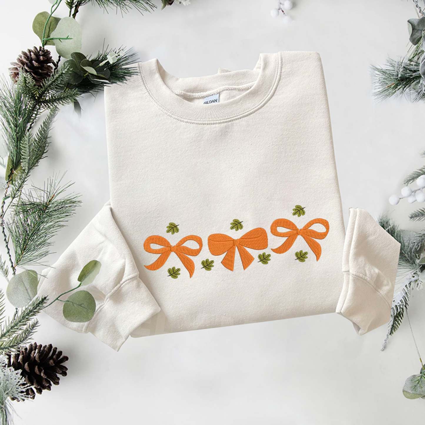 Bow Halloween Sweatshirt Embroidered, Halloween Sweatshirts, Bow T Shirt, Sweatshirt For Her.