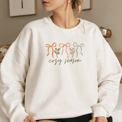 Cozy Season Sweatshirt Embroidered, Autumn Sweatshirts, Fall T Shirt, Sweatshirt For Her.