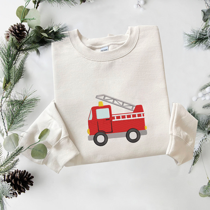 Fire Ruck Embroidered Sweatshirt, Car Sweatshirt, Fire Embroidered T Shirt, Sweatshirt For Men Gift.