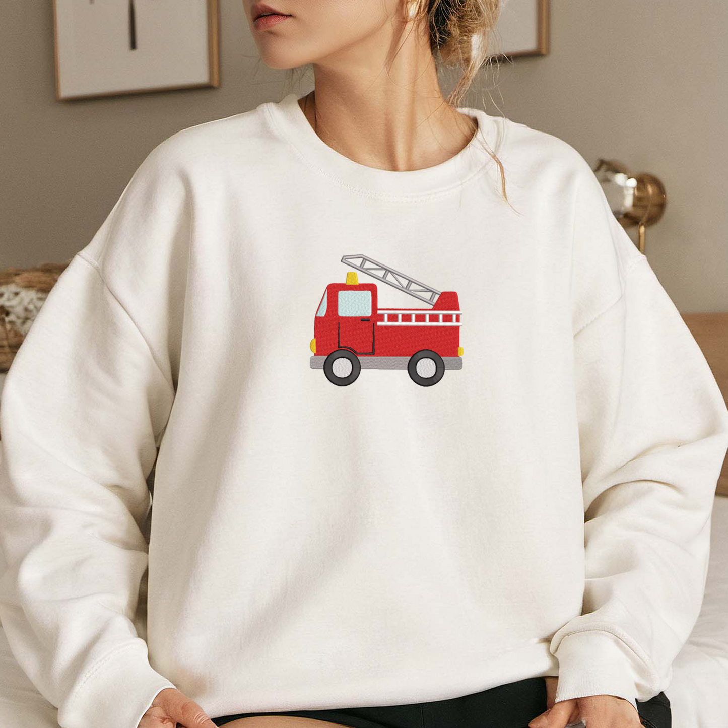 Fire Ruck Embroidered Sweatshirt, Car Sweatshirt, Fire Embroidered T Shirt, Sweatshirt For Men Gift.
