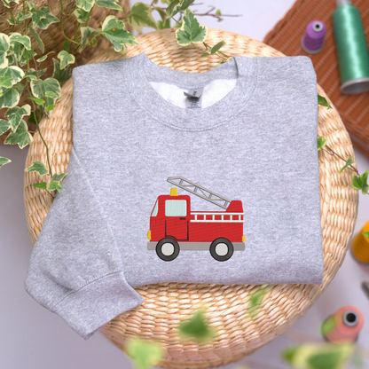 Fire Ruck Embroidered Sweatshirt, Car Sweatshirt, Fire Embroidered T Shirt, Sweatshirt For Men Gift.