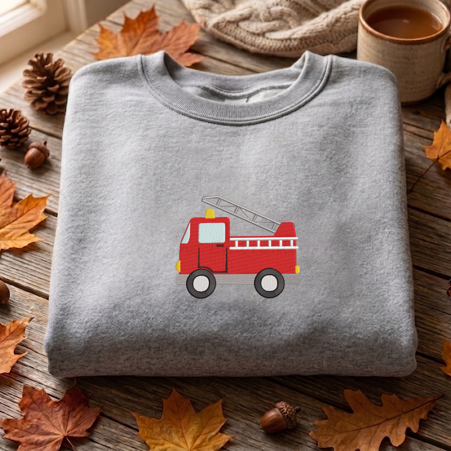 Fire Ruck Embroidered Sweatshirt, Car Sweatshirt, Fire Embroidered T Shirt, Sweatshirt For Men Gift.