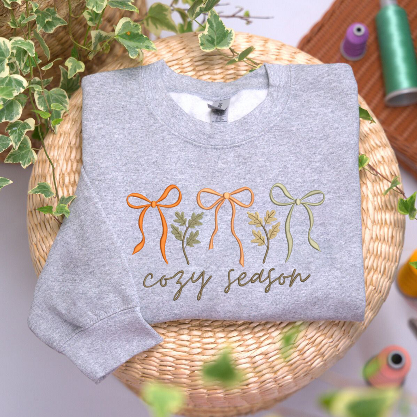Cozy Season Sweatshirt Embroidered, Autumn Sweatshirts, Fall T Shirt, Sweatshirt For Her.