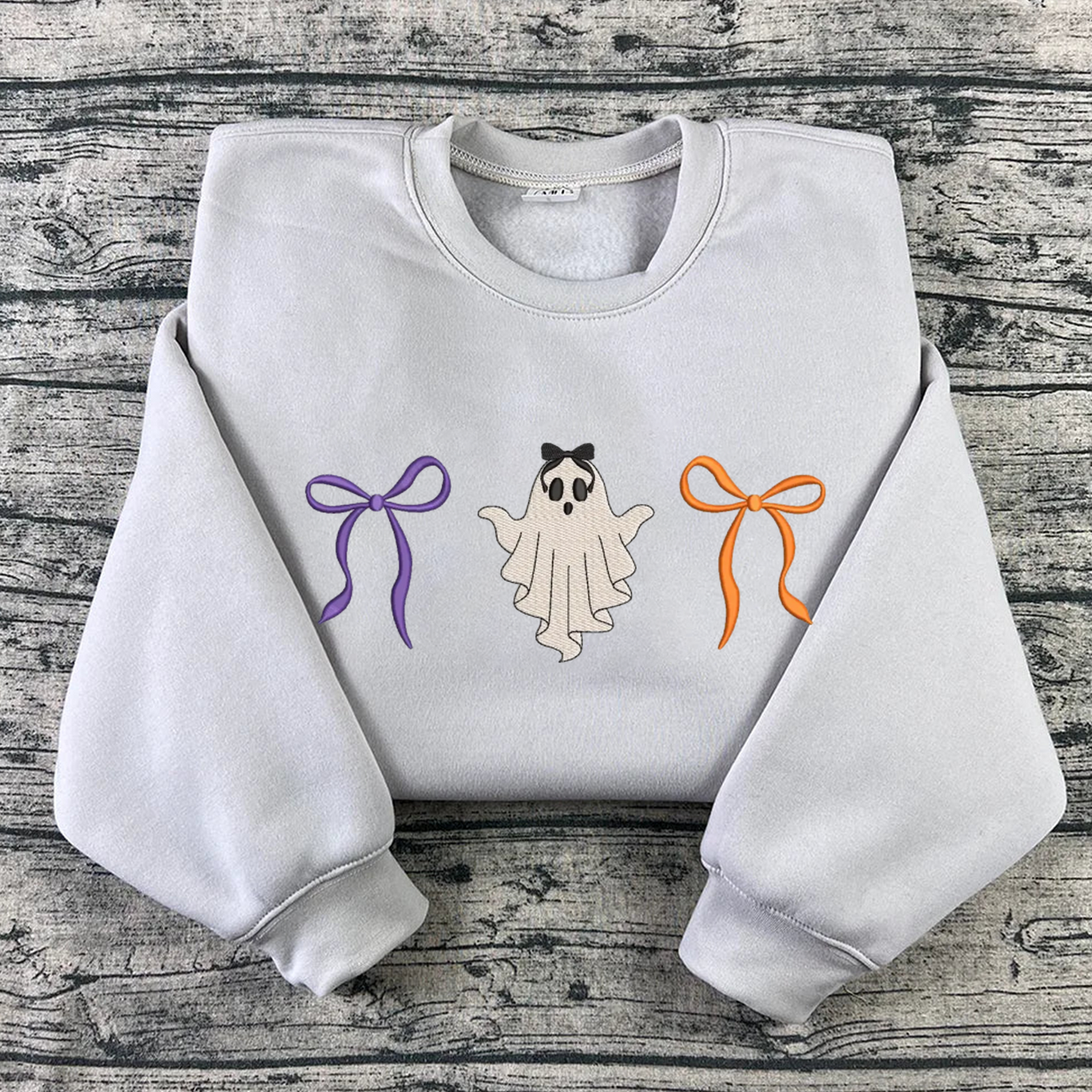 Coquette Ghost Sweatshirt Embroidered, Halloween Sweatshirts, Bow T Shirt, Sweatshirt For Her.