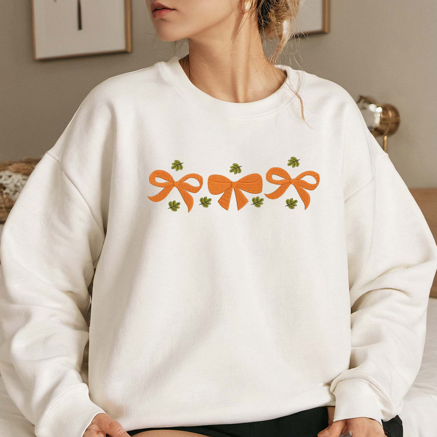 Bow Halloween Sweatshirt Embroidered, Halloween Sweatshirts, Bow T Shirt, Sweatshirt For Her.