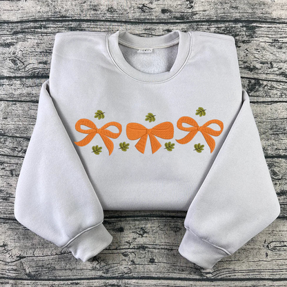 Bow Halloween Sweatshirt Embroidered, Halloween Sweatshirts, Bow T Shirt, Sweatshirt For Her.