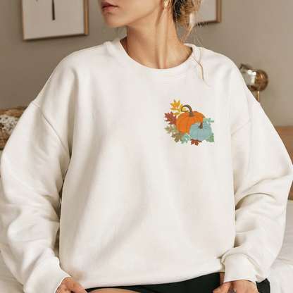 Pumpkin Sweatshirt Embroidered, Halloween Sweatshirts, Fall Embroidered T Shirt, Sweatshirt For Her.