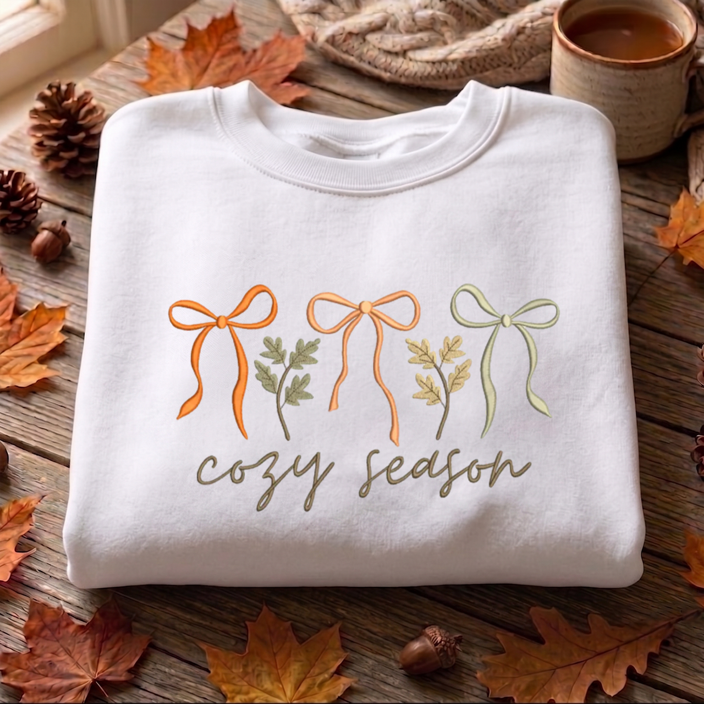 Cozy Season Sweatshirt Embroidered, Autumn Sweatshirts, Fall T Shirt, Sweatshirt For Her.