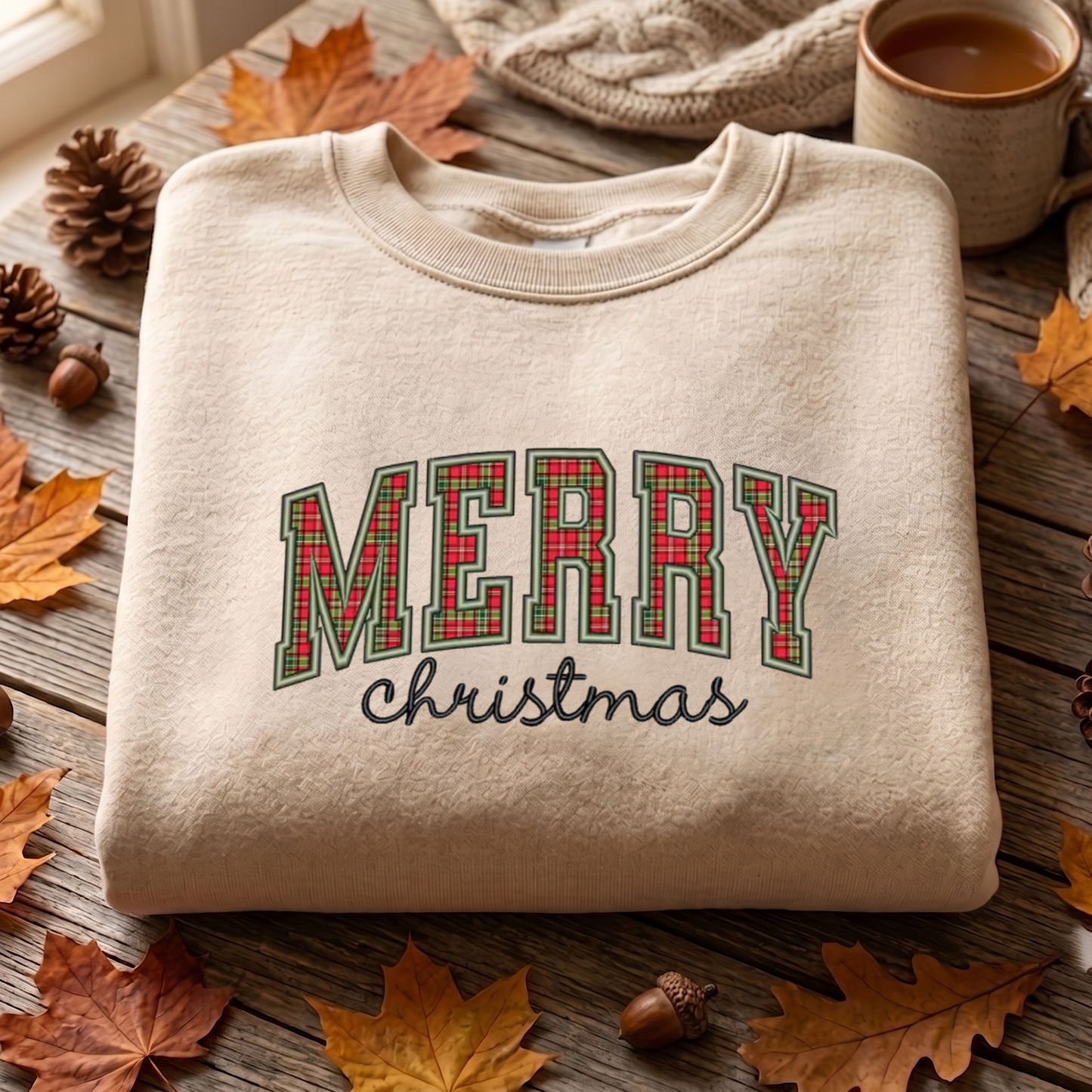 Merry Christmas Embroidered Sweatshirt, Christmas Sweatshirt, Winter Embroidered T Shirt, Sweatshirt For Christmas Gift.