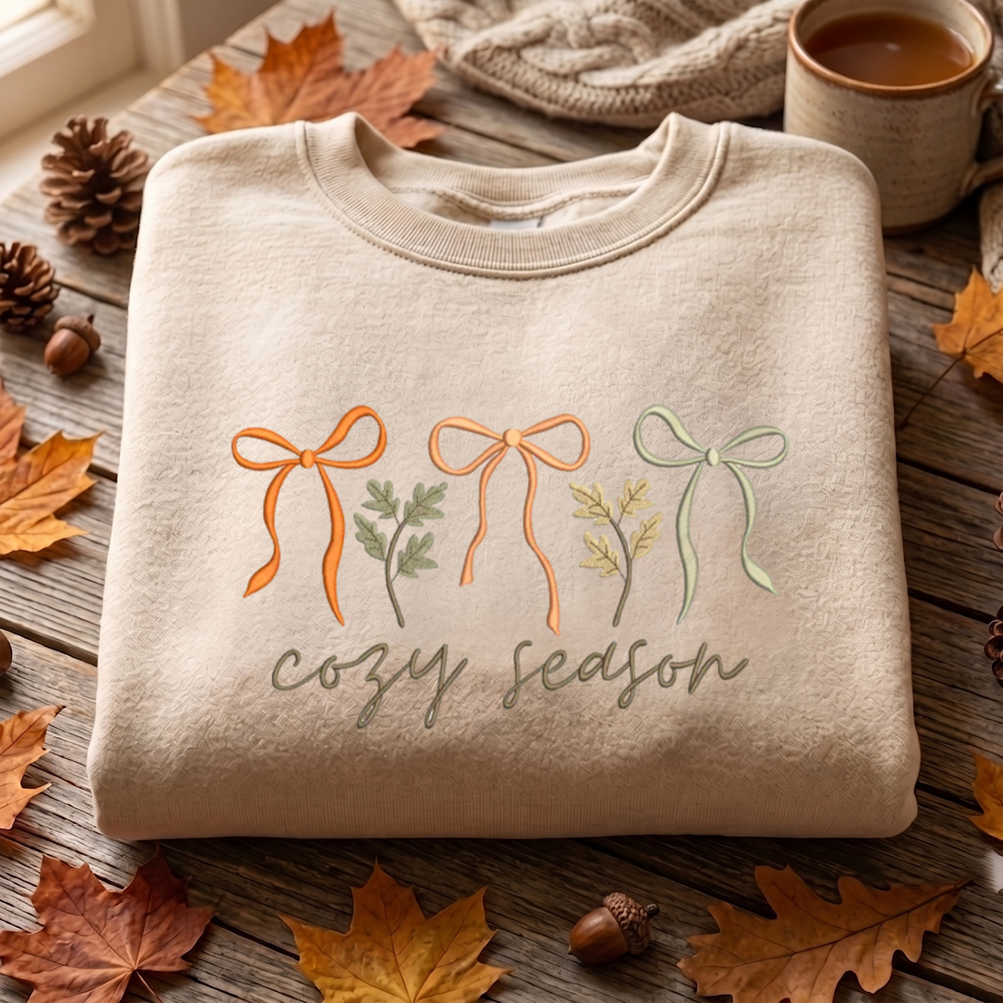 Cozy Season Sweatshirt Embroidered, Autumn Sweatshirts, Fall T Shirt, Sweatshirt For Her.