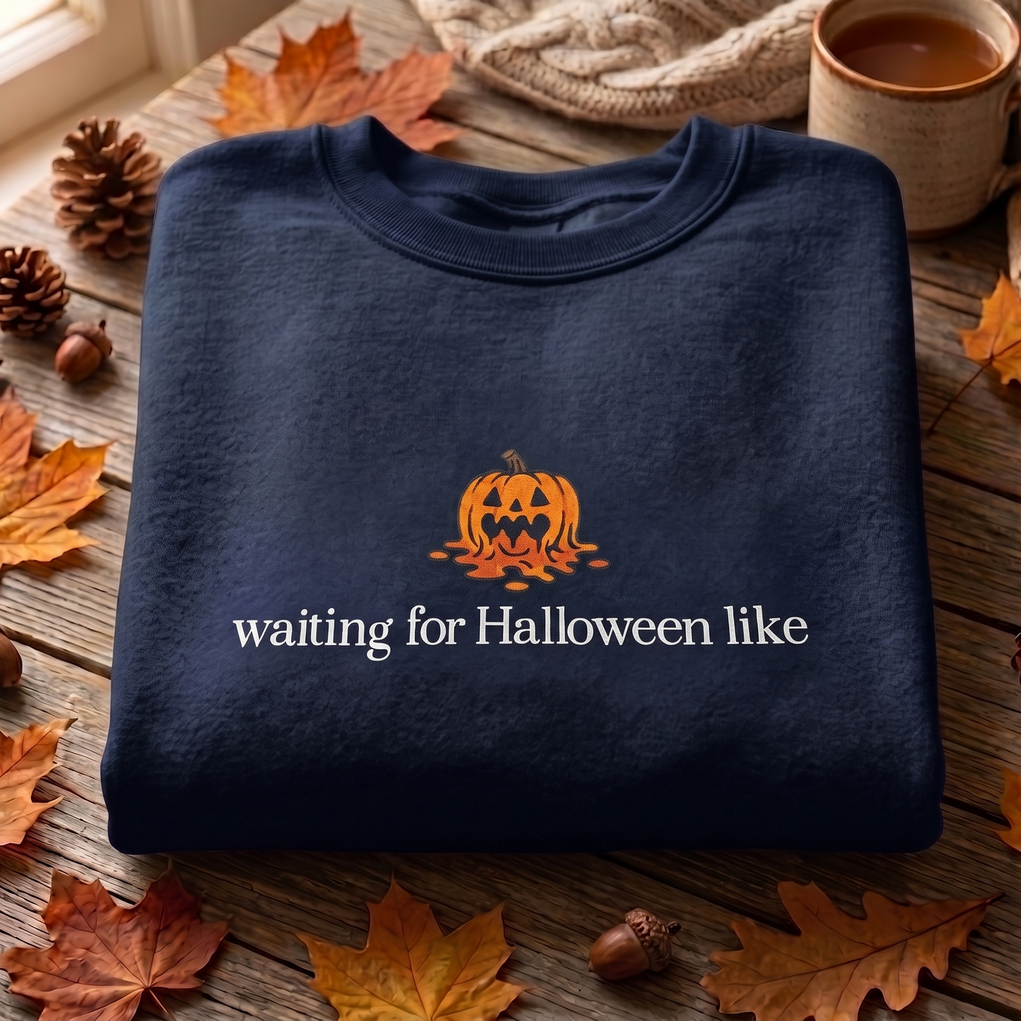 Waiting For Halloween Like Embroidered Sweatshirt, Pumpkin Sweatshirt, Halloween Embroidered T Shirt, Sweatshirt For Halloween Gift.