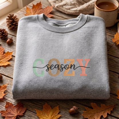 Cozy Season Embroidered Sweatshirt, Autumn Sweatshirt, Fall Embroidered T Shirt, Sweatshirt For Autumn Gift.
