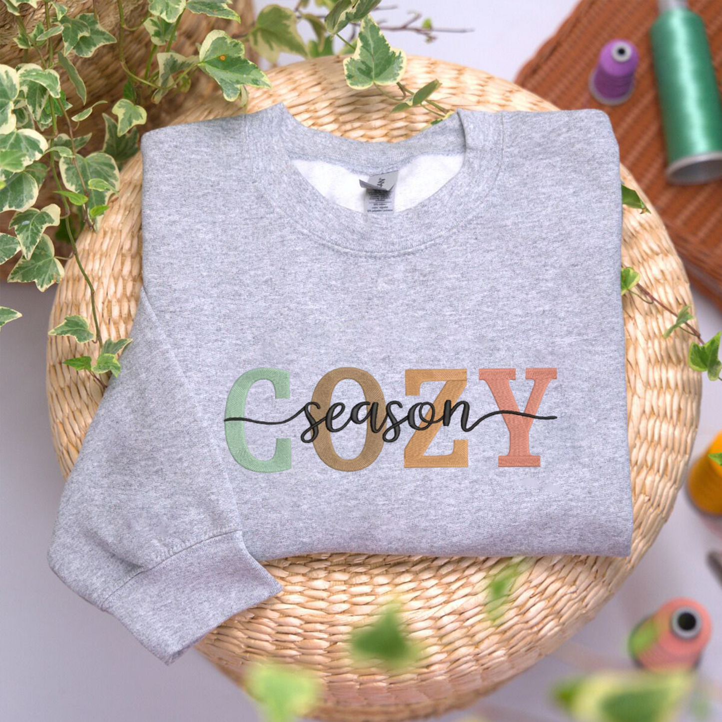 Cozy Season Embroidered Sweatshirt, Autumn Sweatshirt, Fall Embroidered T Shirt, Sweatshirt For Autumn Gift.