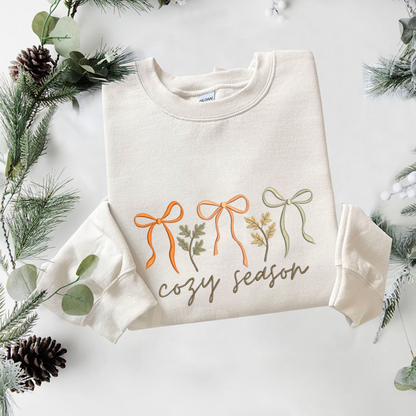 Cozy Season Sweatshirt Embroidered, Autumn Sweatshirts, Fall T Shirt, Sweatshirt For Her.